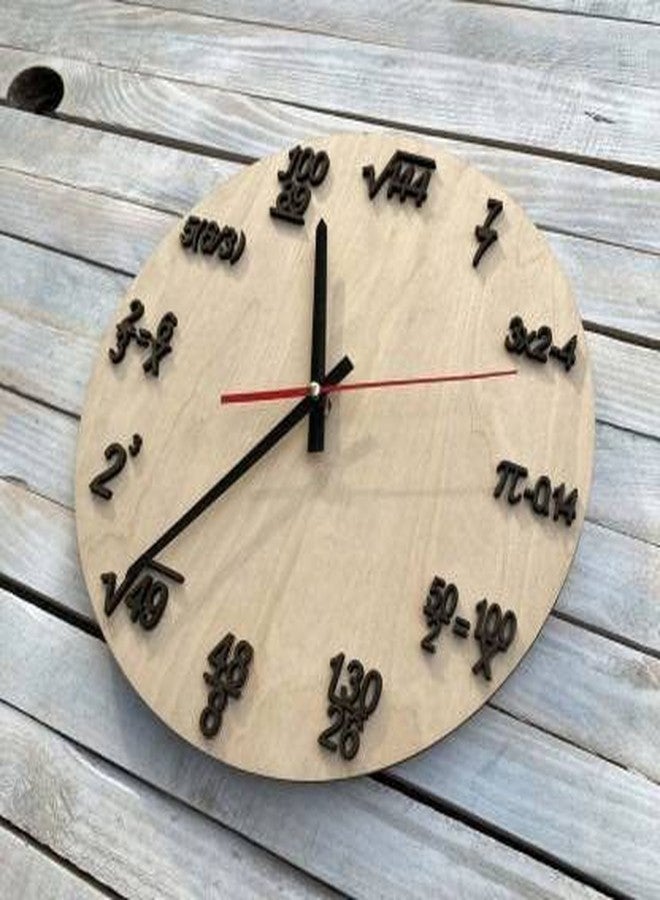 NABSTER Math Formula Wall Clock Nerdy Contemporary Wall Clock Black Round Time Clock Home Decor Student Teacher Unique Gift for Maths Lover (12 inch) (Dark Brown-Black) - Image 2